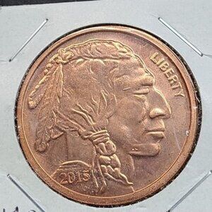 2015 Buffalo 1oz Copper Round... Uncirculated... In Protective Sleeve